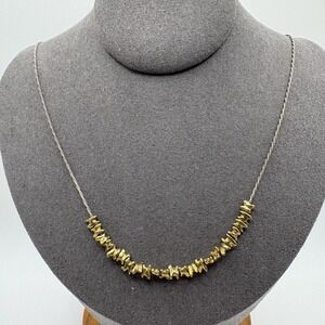 Silpada Sterling Silver 925 Necklace Gold Tone Nugget Bead Bar Pendant